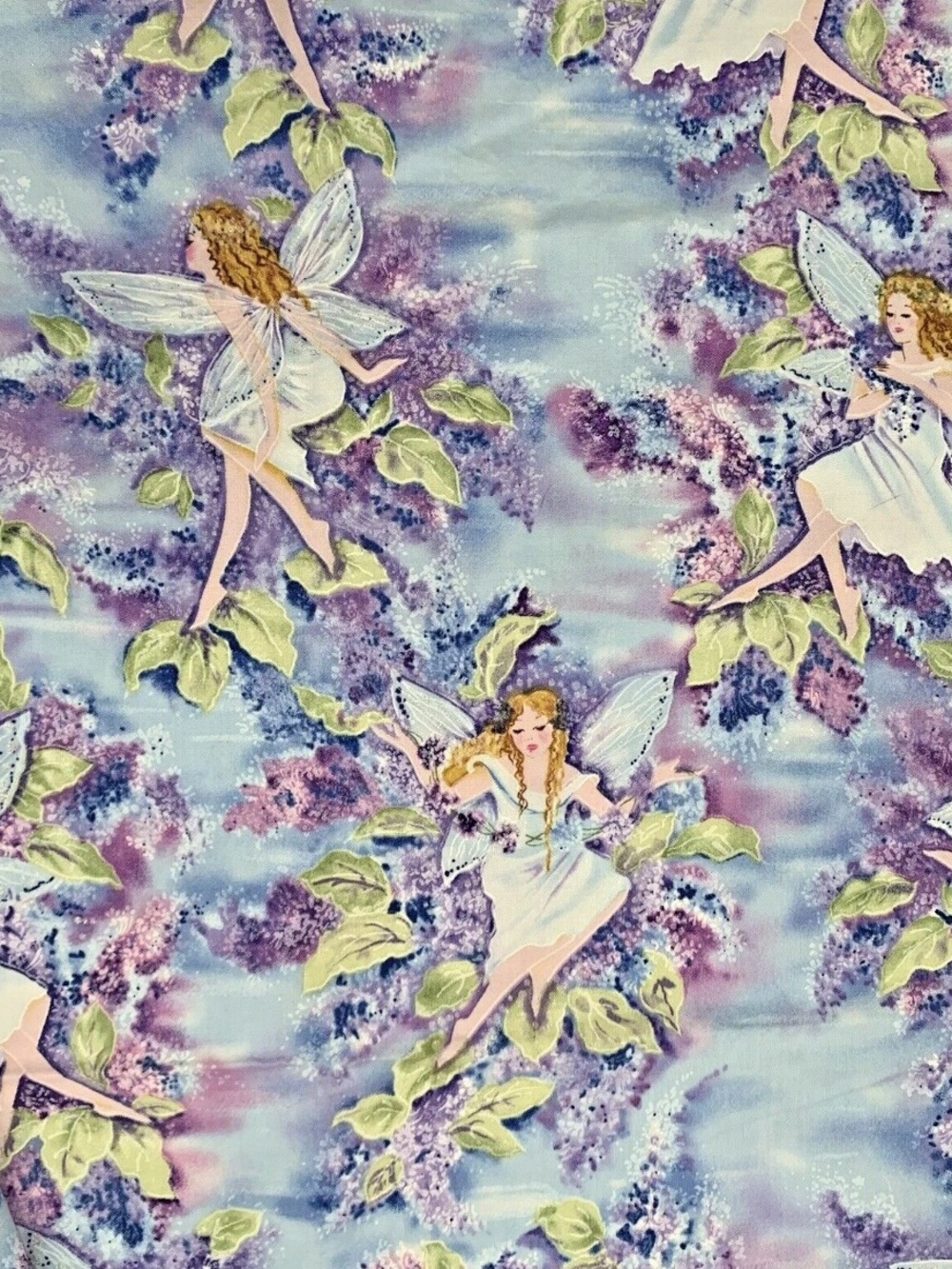 Vintage Timeless Treasures Fabrics Collection "Fleur" Fairies Blue/Purple 2 yrds